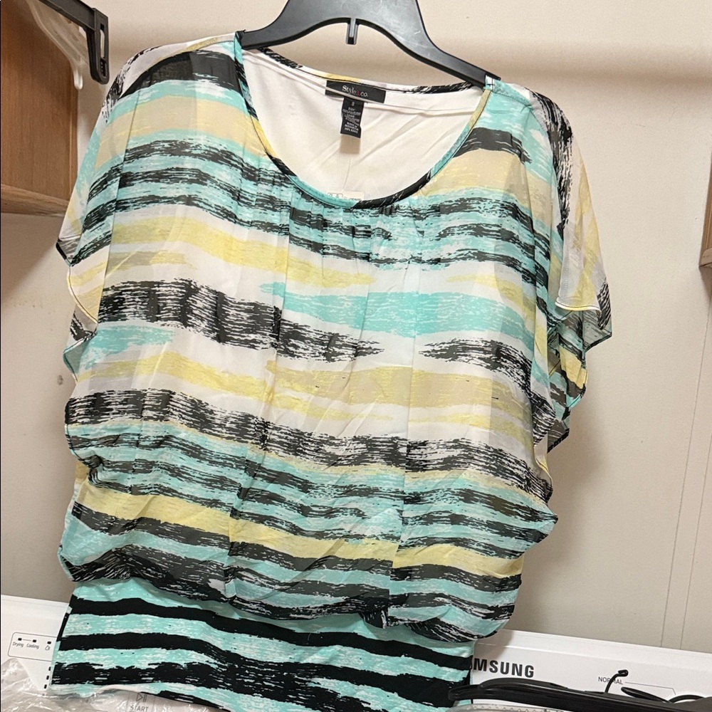 Style & Co. Women's Top with Yellow, Blue, and Black Stripes